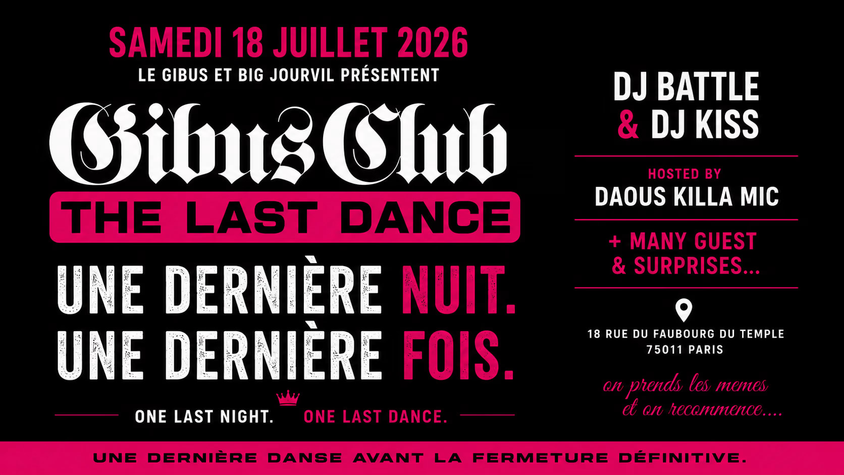 Gibus & Bigjourvil - The Last Dance - Samedi 18 Juillet Cover