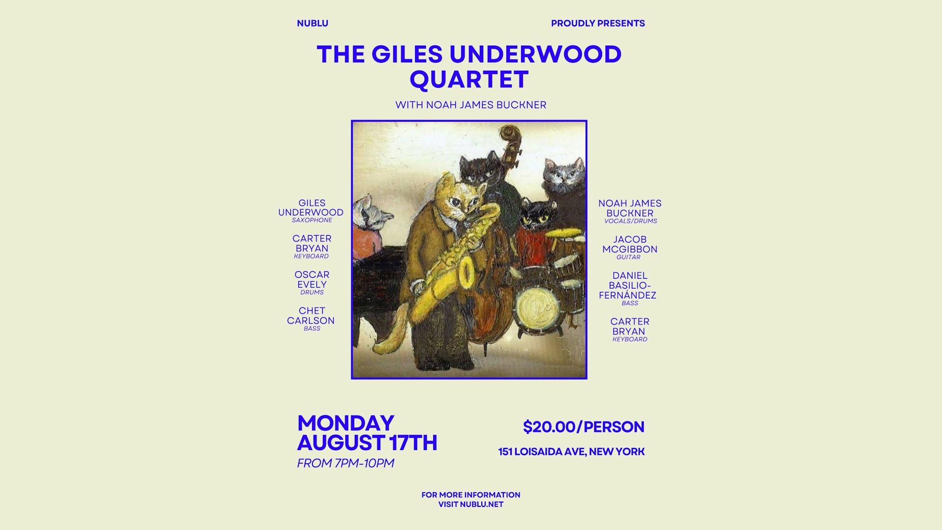 The Giles Underwood Quartet W/ Noah James Buckner Cover