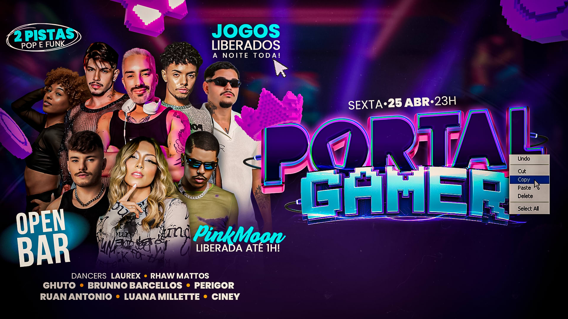 Portal Gamer • Open Bar+ Jogos Liberados + Pinkmoon Cover