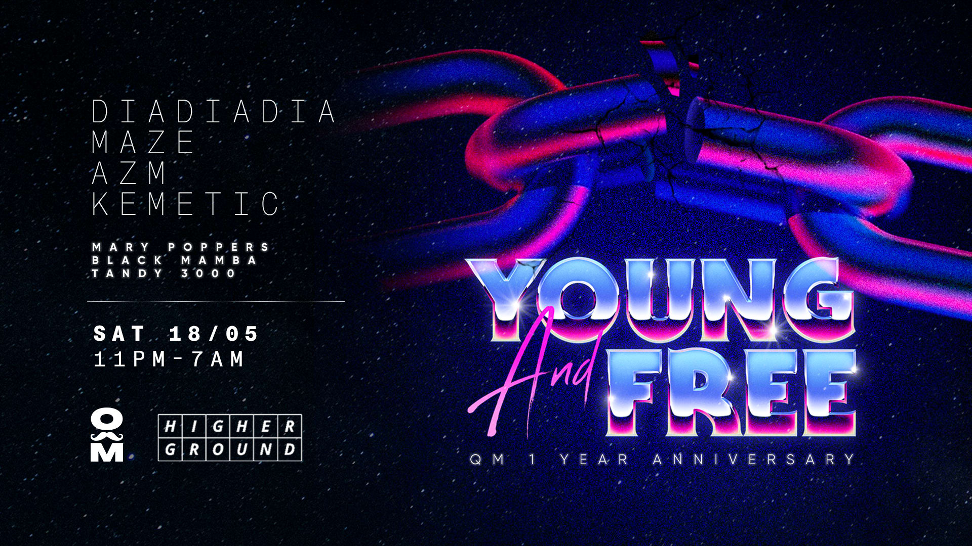 Quee(R)N Moustache: 1 Year Anniversary "Young & Free" Cover