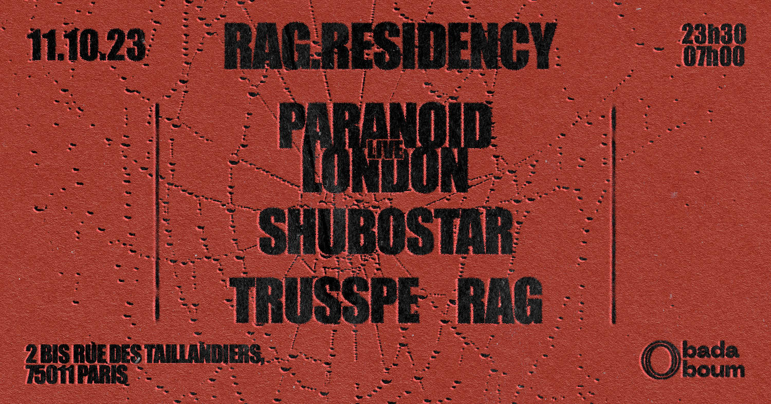 Rag Residency: Paranoid London (Live), Shubostar, Trusspe Cover