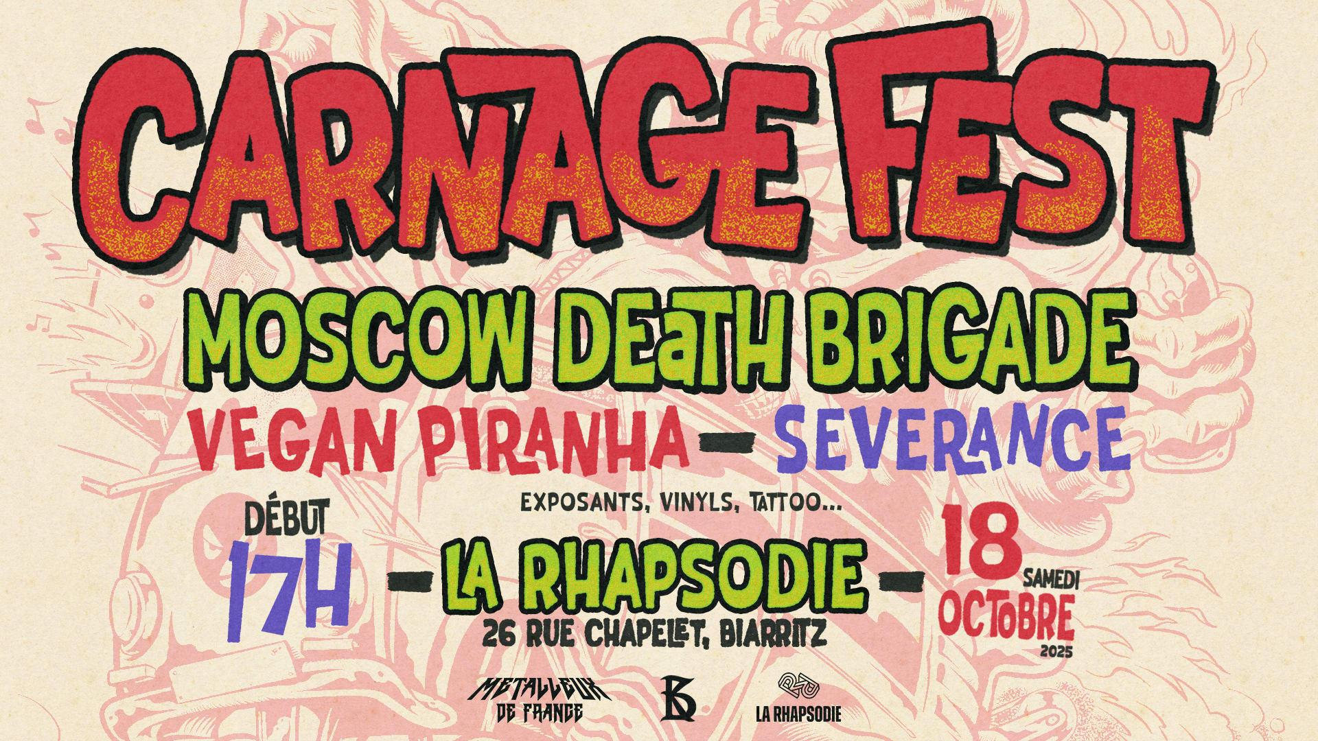 Carnage Fest : Moscow Death Brigade•Severance•Vegan Piranha Cover