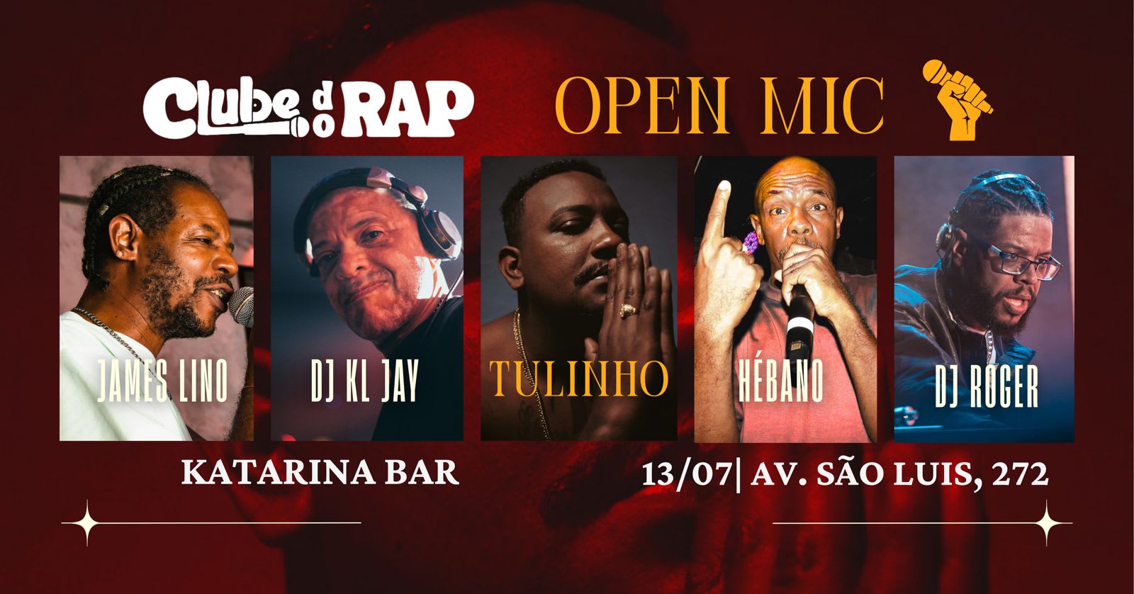 Clube Do Rap Part. Tulinho + Open Mic! Cover