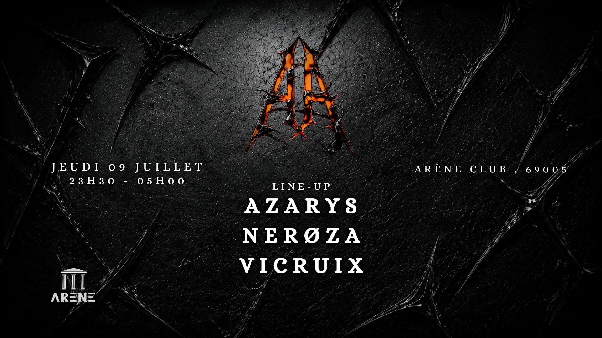 Jeudi Techno Arena : Nerøza - Azarys - Vicruix Cover