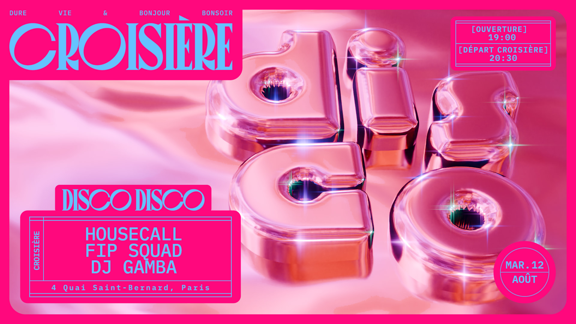 Disco Disco Croisière : Housecall, Fip Squad, Dj Gamba Cover