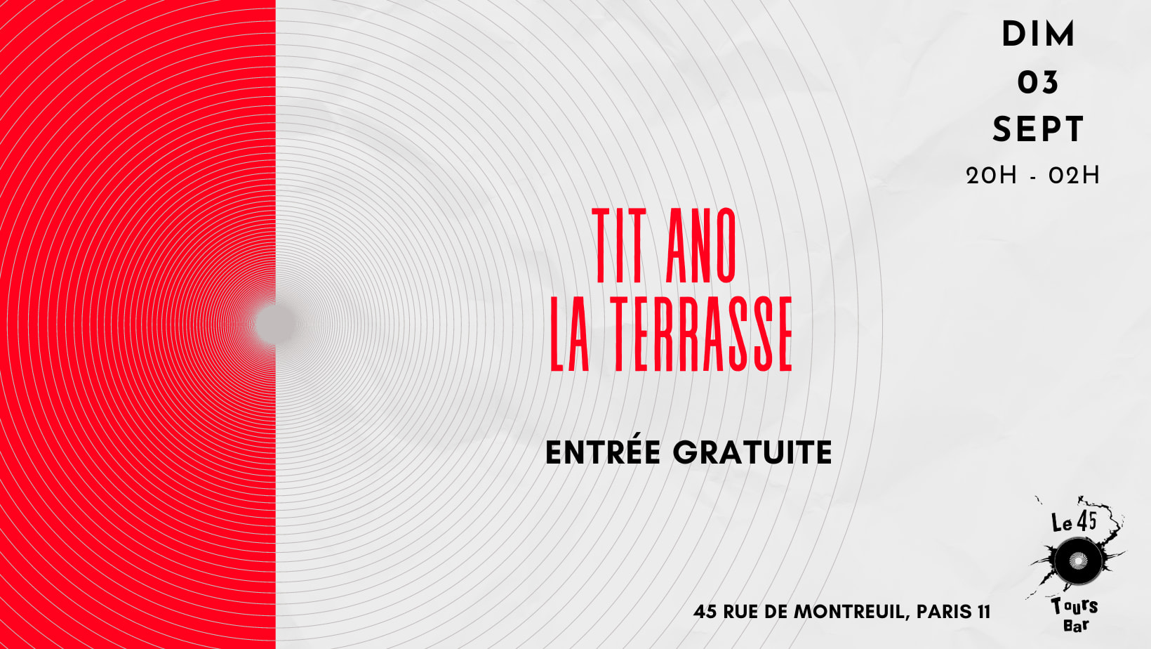 Le 45 Tours Invite: Tit Ano & La Terrasse Cover