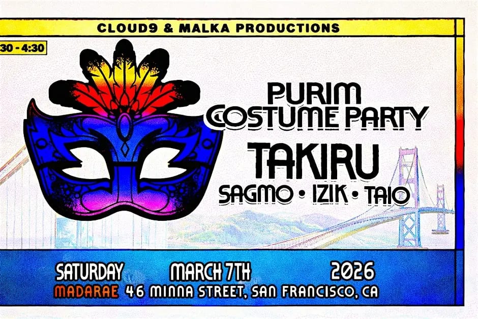 Purim Costume Party W/ Takiru At Madarae San Francisco Cover