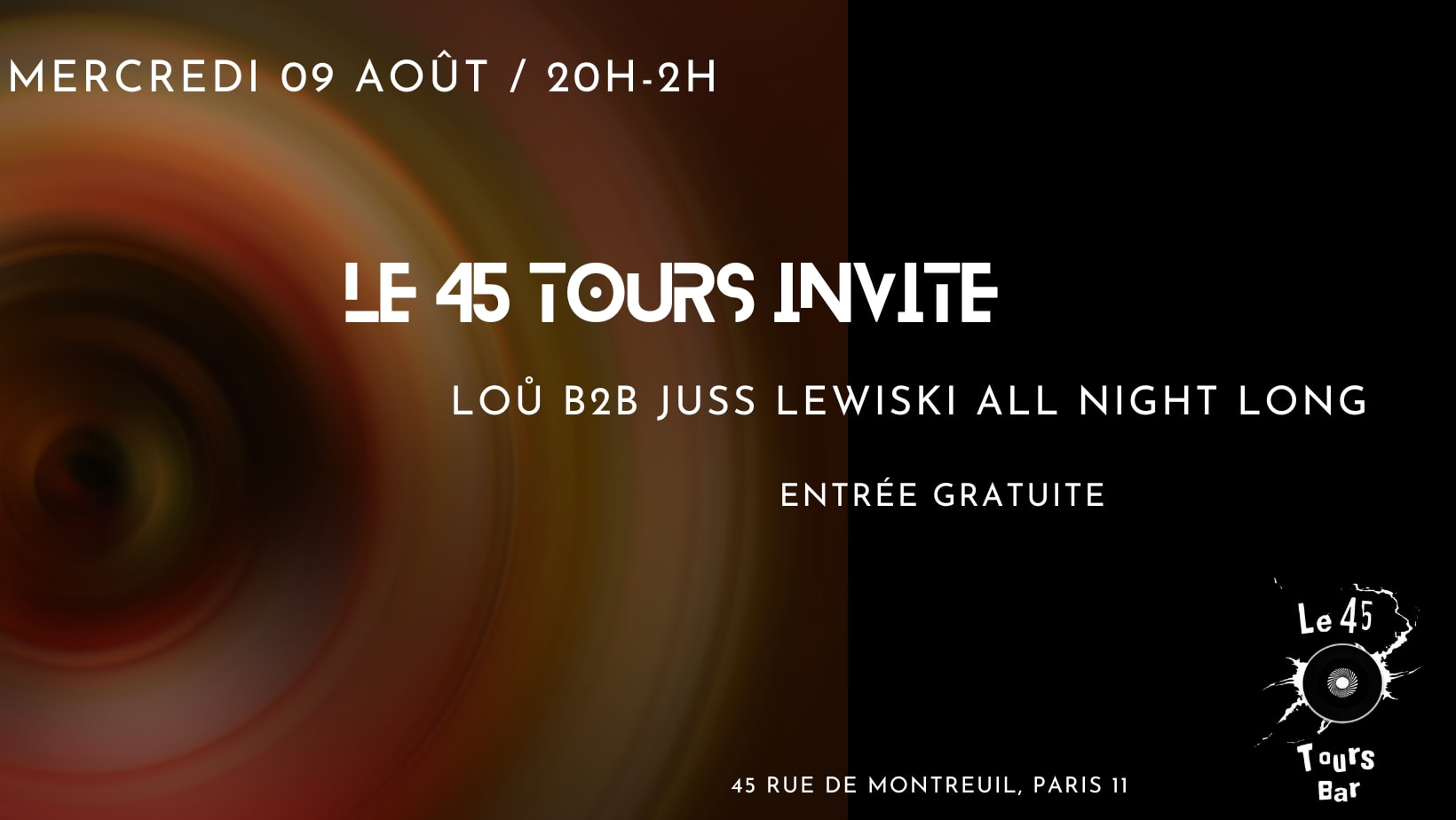 Le 45 Tours Invite Lou B2b Juss Lewiski All Night Long Cover