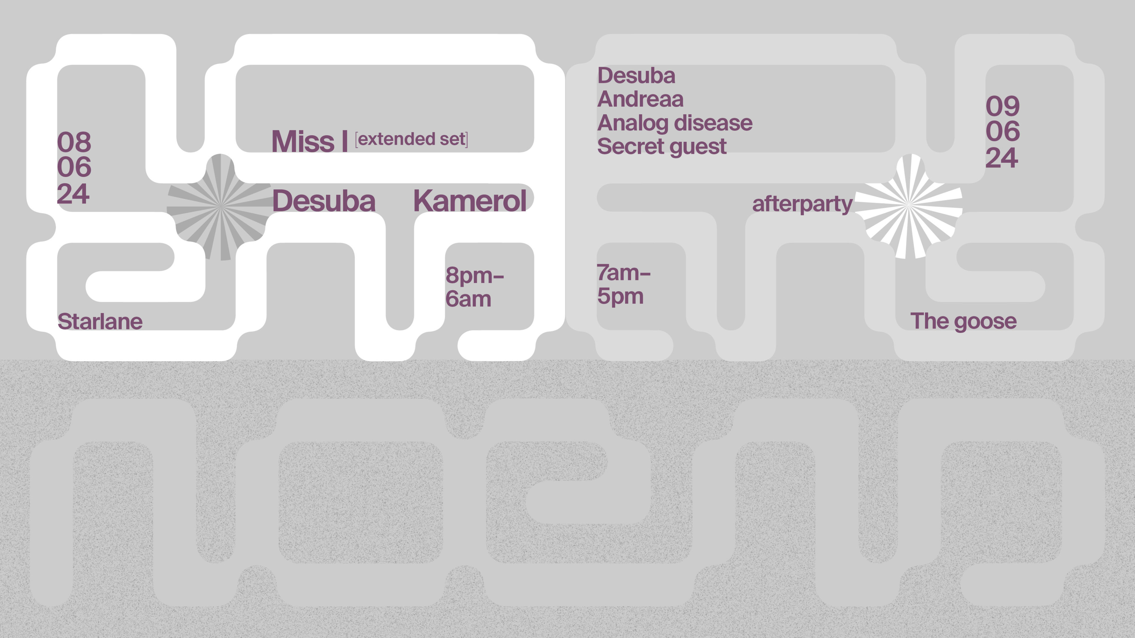 Noend Weekend W/ Miss I, Andreea, Desuba & Analog Disease Cover