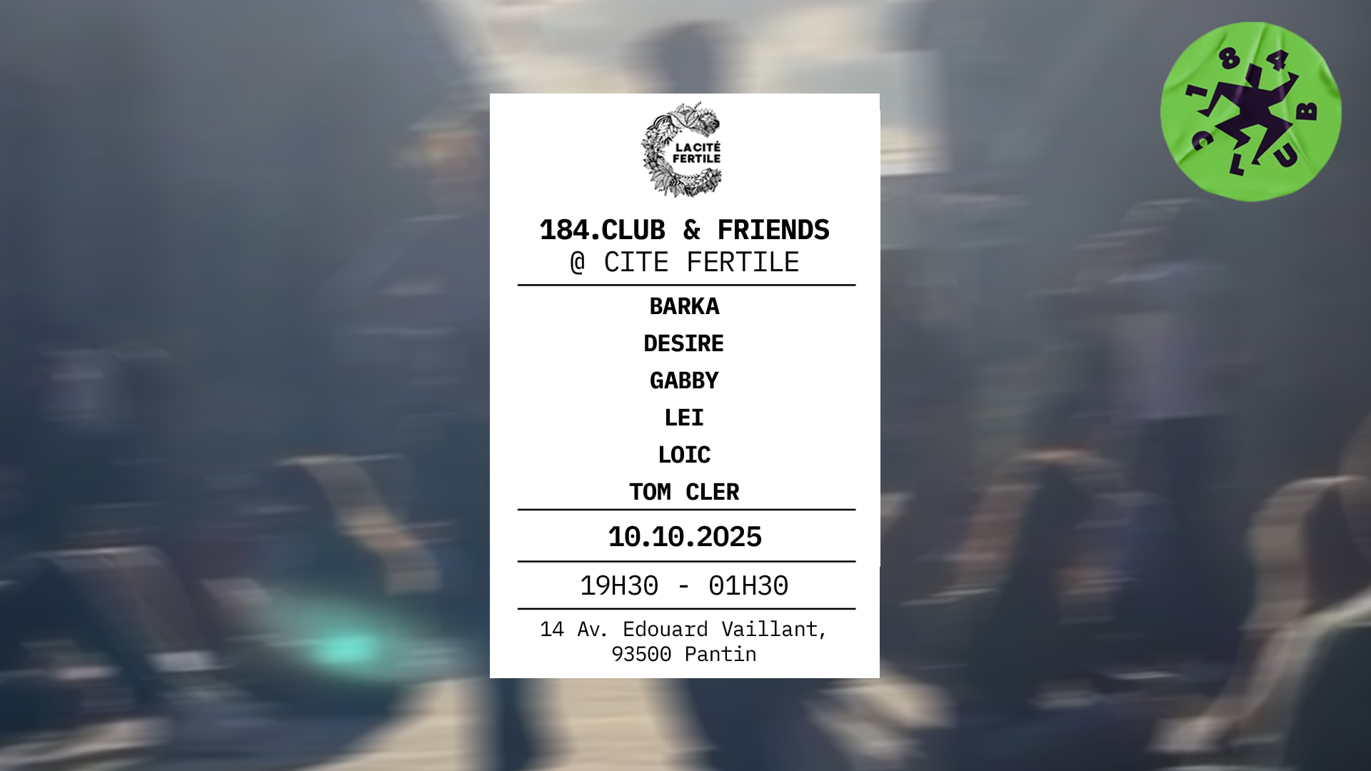 184 & Friends @ Cité Fertile Cover