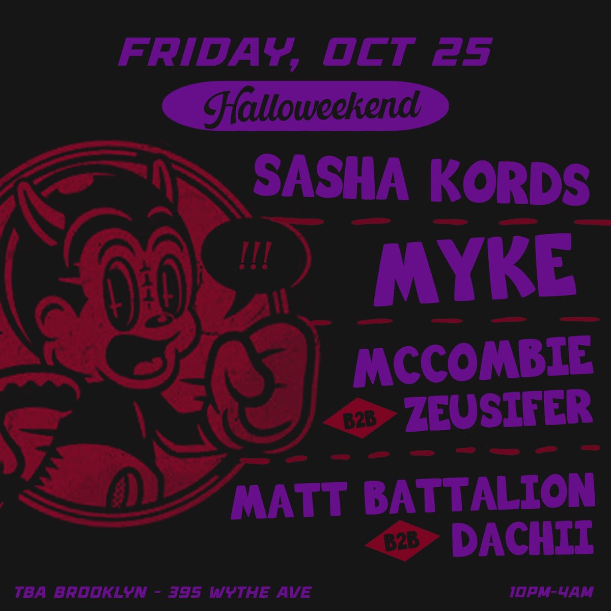 Halloweekend Friday: Sasha Kords, Myke, Mccombie, Zeusifer Cover
