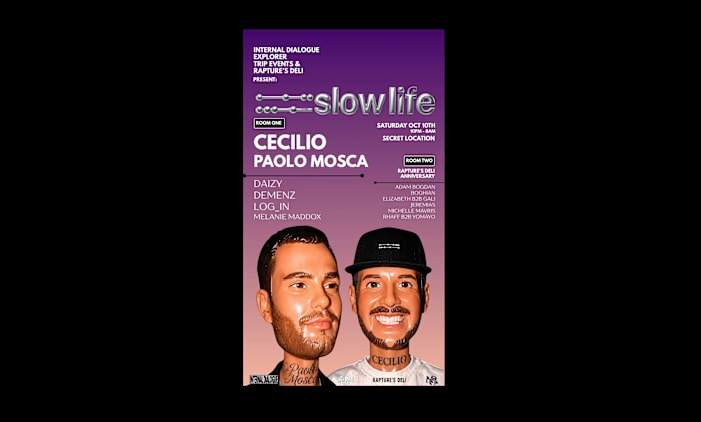Rapture’s Deli Anniversary and DELI004 release with Slow Life, Cecilio and Paolo Mosca event artwork