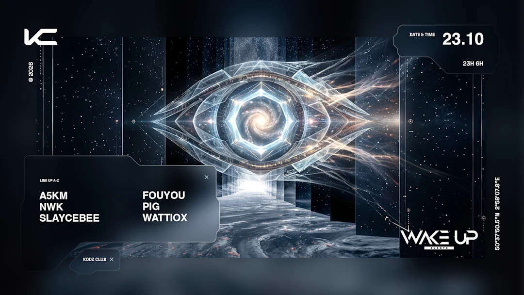 Affiche de la soirée KODZ X WAKE UP PRESENTS : A5KM, FOUYOU, NWK, PIG & MORE