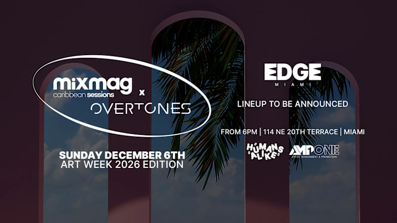 Flyer for Mixmag Caribbean Sessions x Overtones at EDGE Miami, Sun, Dec 6 playing house, tech house, latin house