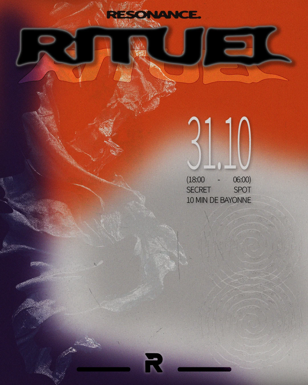 🎚️ Résonance Rituel te fait vibrer pour Halloween dans un lieu secret à 10 minutes de Bayonne. Au programme : un line-up entre techno, hardgroove et psytrance qui te fera danser jusqu’au petit matin. Prends ta place sans attendre 🎟️