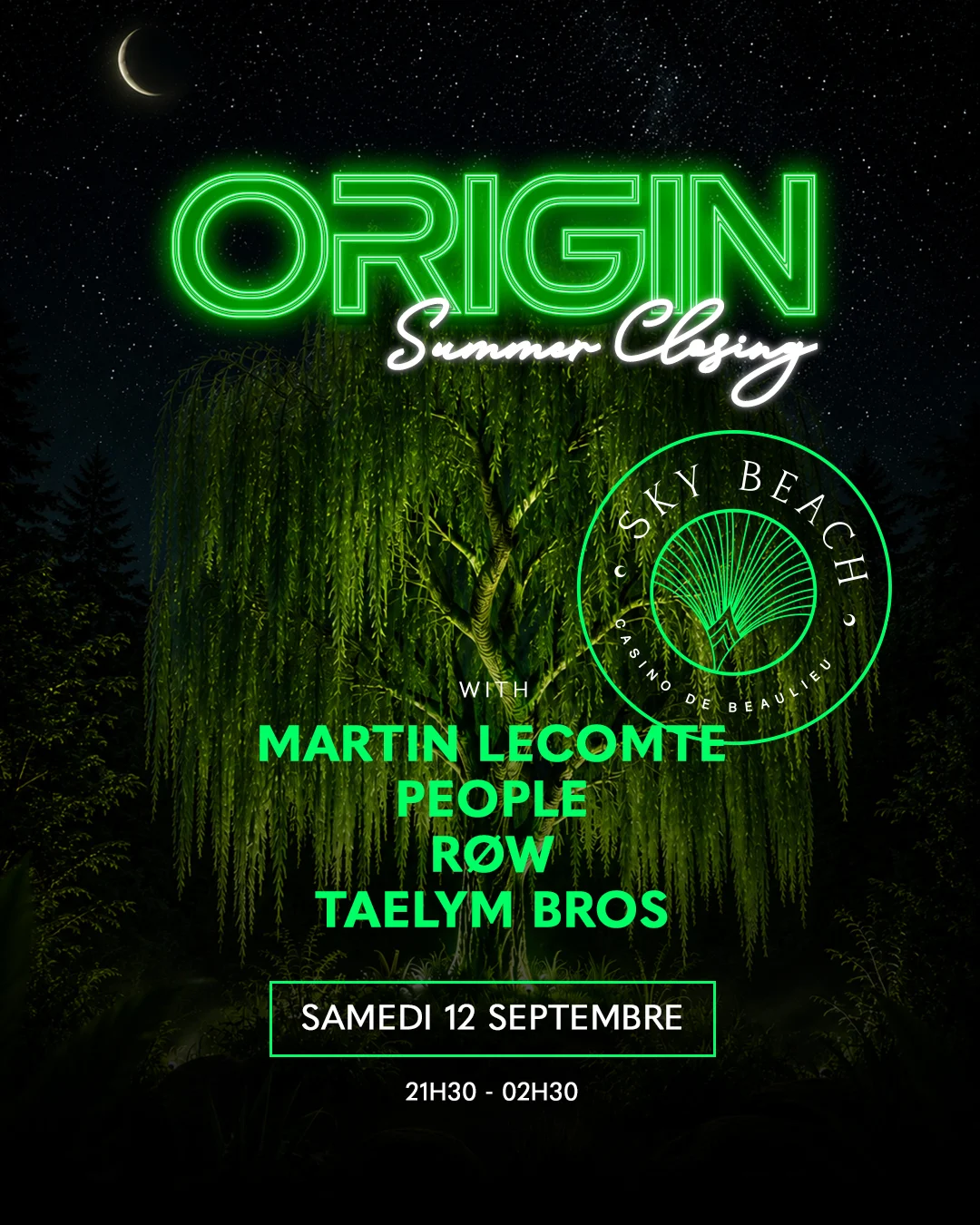 Skybeach X Origin : Samedi 12 Septembre