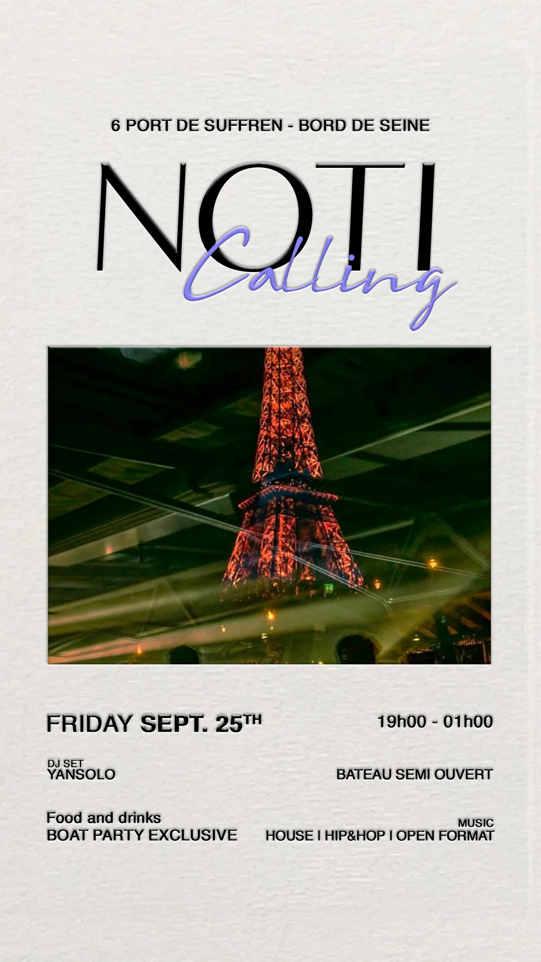 Noti Calling 25/09 — Sunset Boat Party