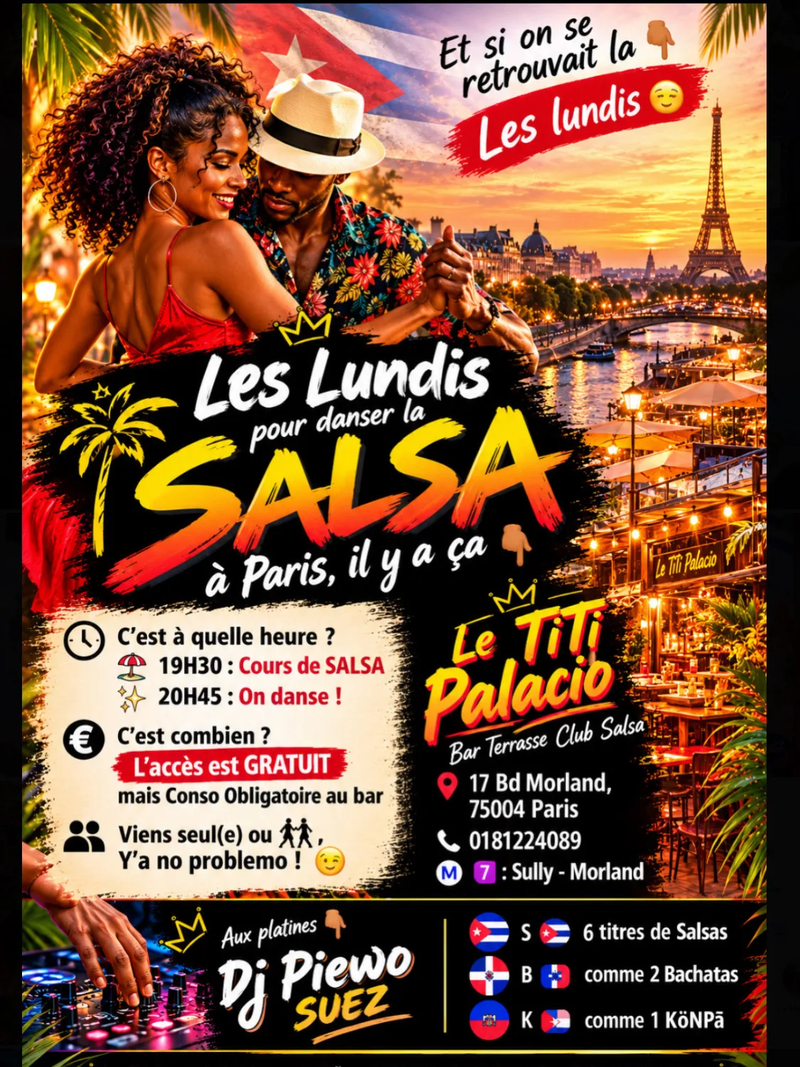 Lundi | Soirée Salsa & Cours | Titi Palacio Paris