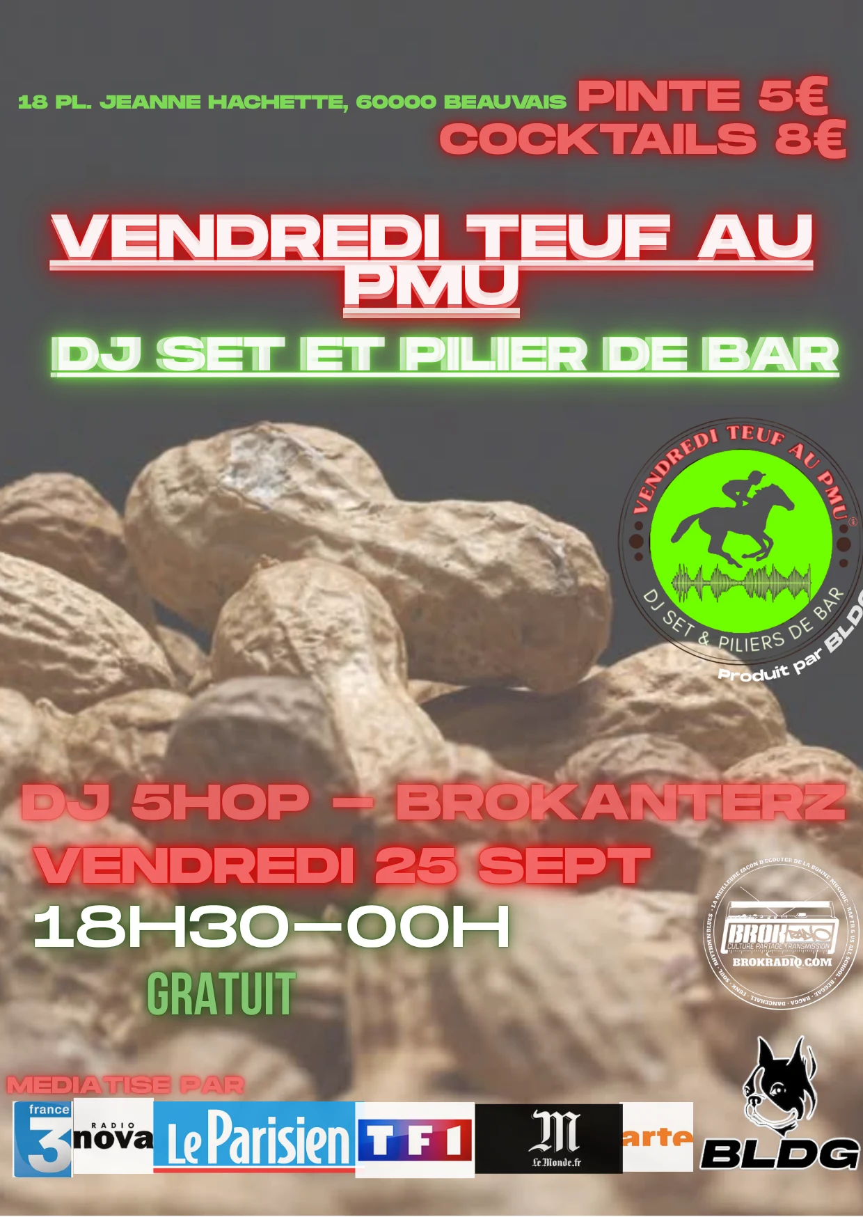 Vendredi Teuf Au Pmu  Dj Set & Piliers De Bar - Beauvais