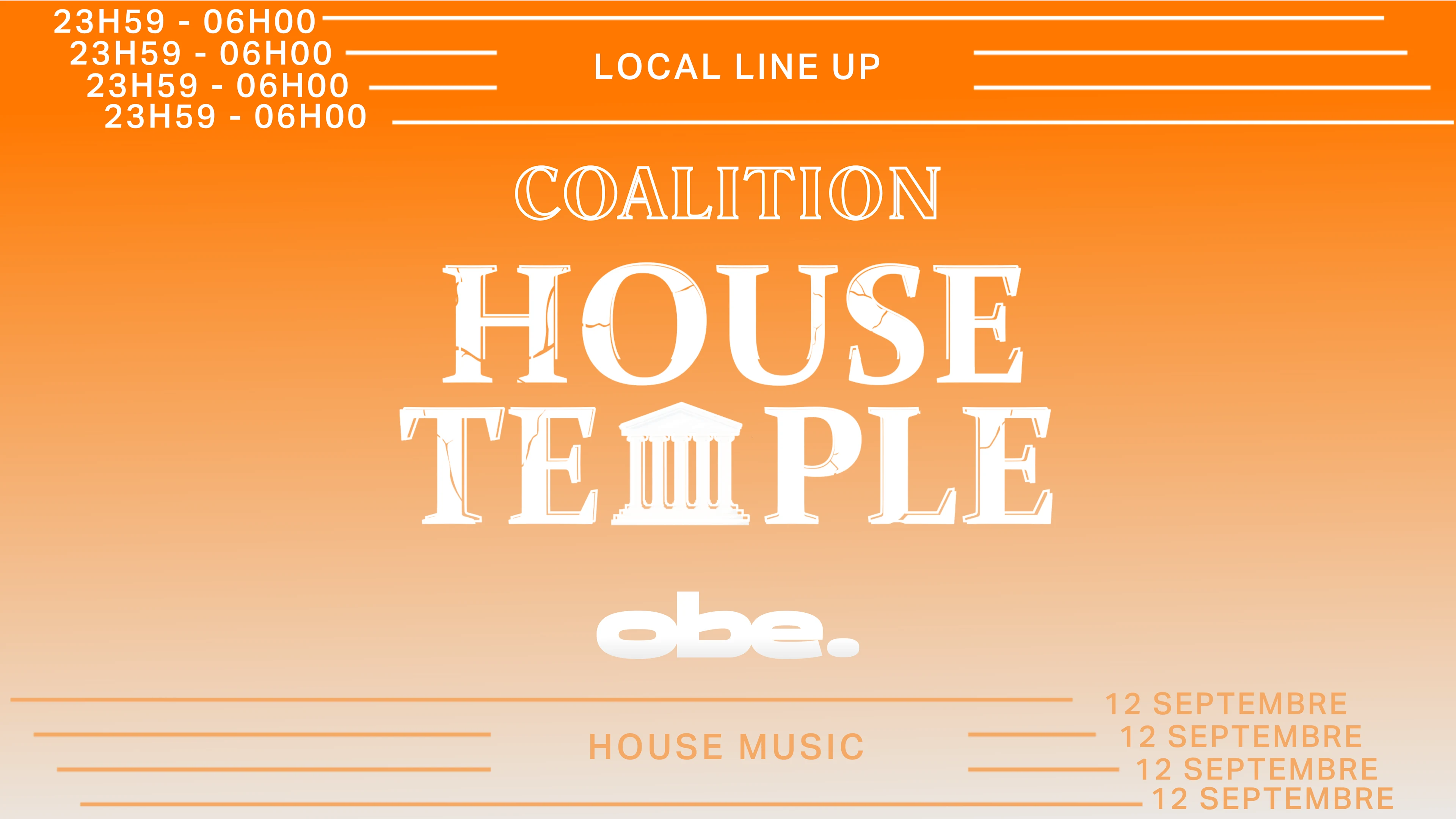 House Temple - Vendredi 09 Octobre - Obe.