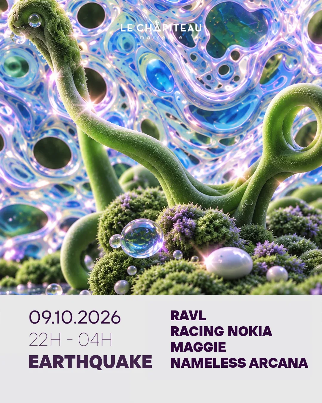 Earthquake W/ Ravl, Racing Nokia, Maggie & Nameless Arcana