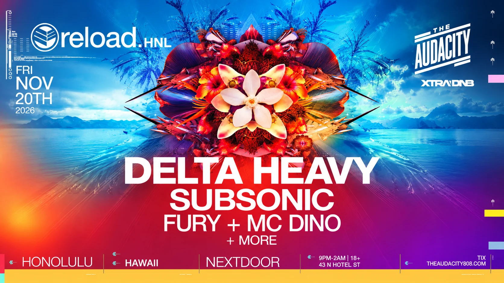 Reload Hnl Presents: Delta Heavy, Subsonic, Fury & MC Dino