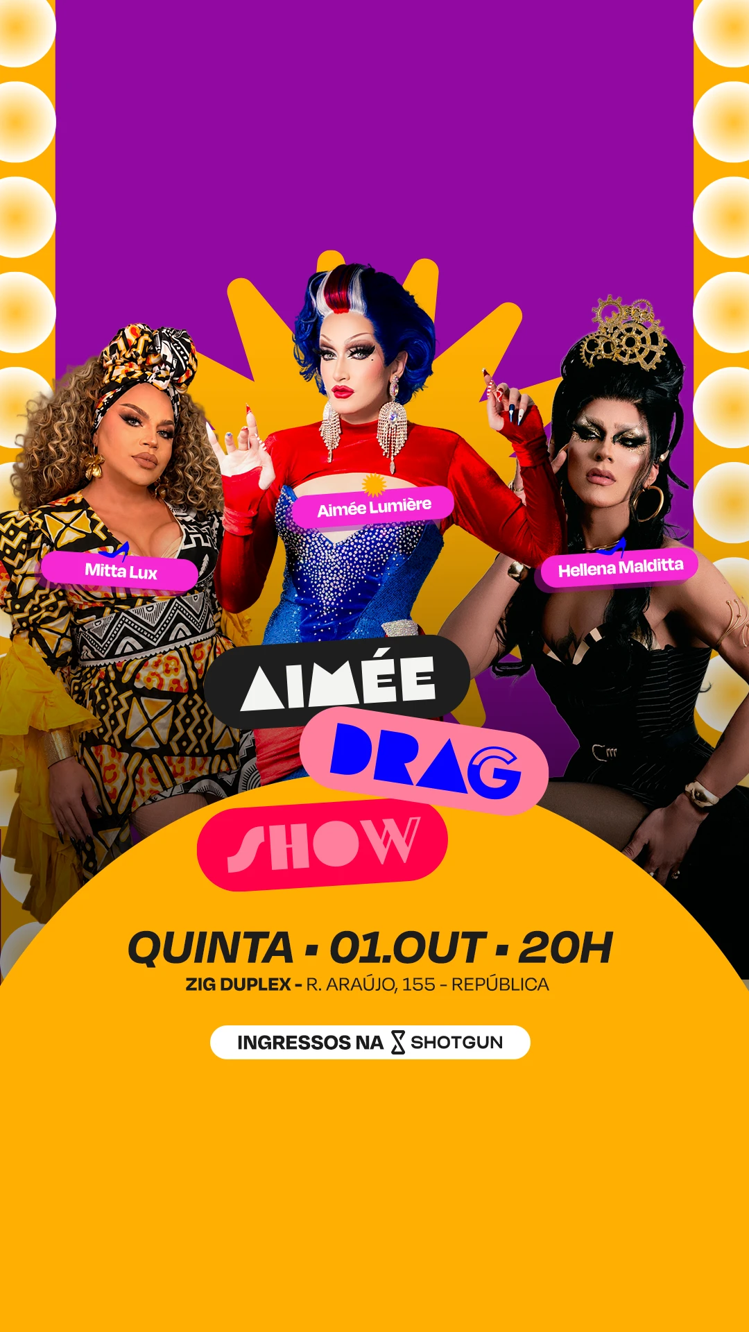 Aimée Drag Show Com Hellena Malditta E Mitta Lux 01/10