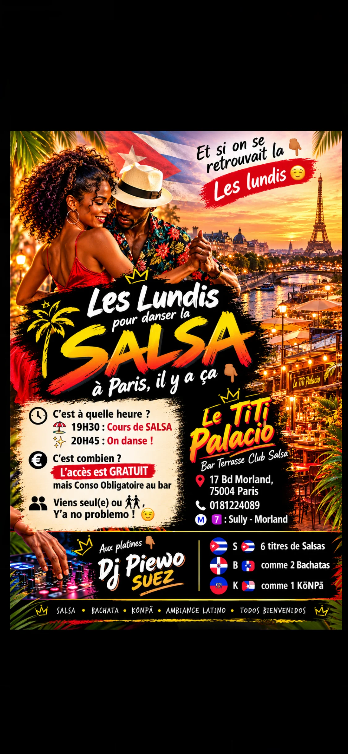 Lundi | Soirée Salsa & Cours | Titi Palacio Paris