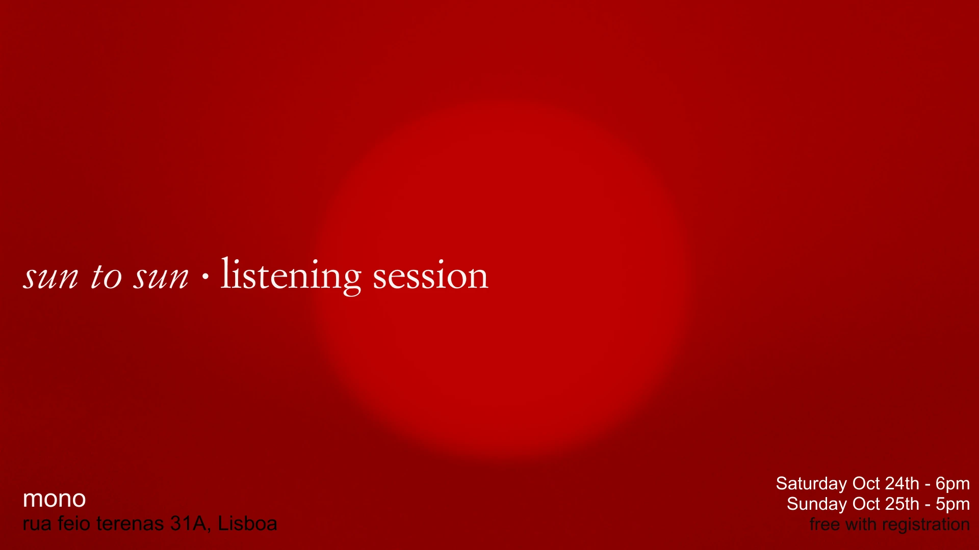 Sun To Sun: Saturday Listening Session