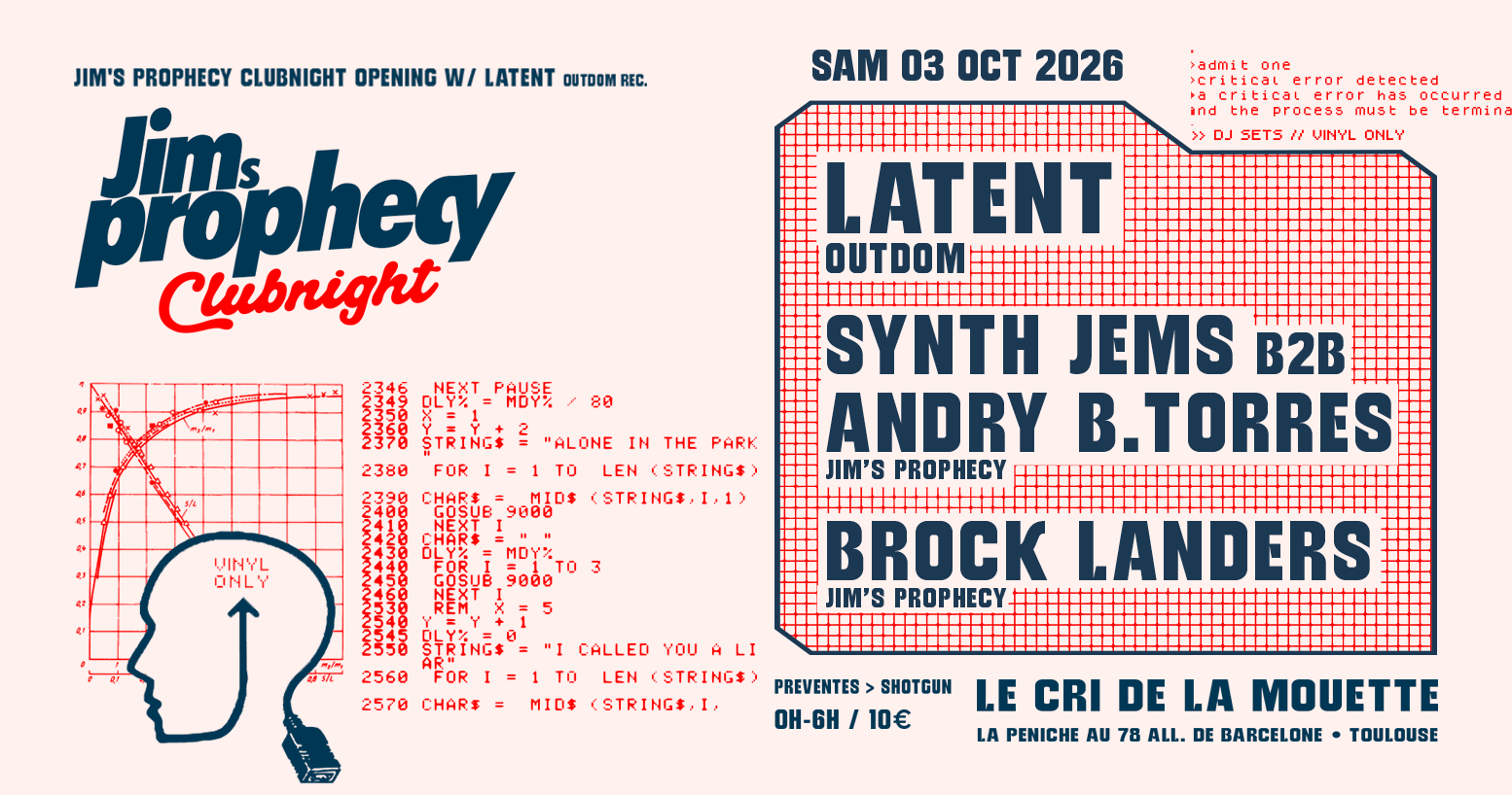 Jim's Prophecy Clubnight Opening W/ Latent - Vinyl Only!
