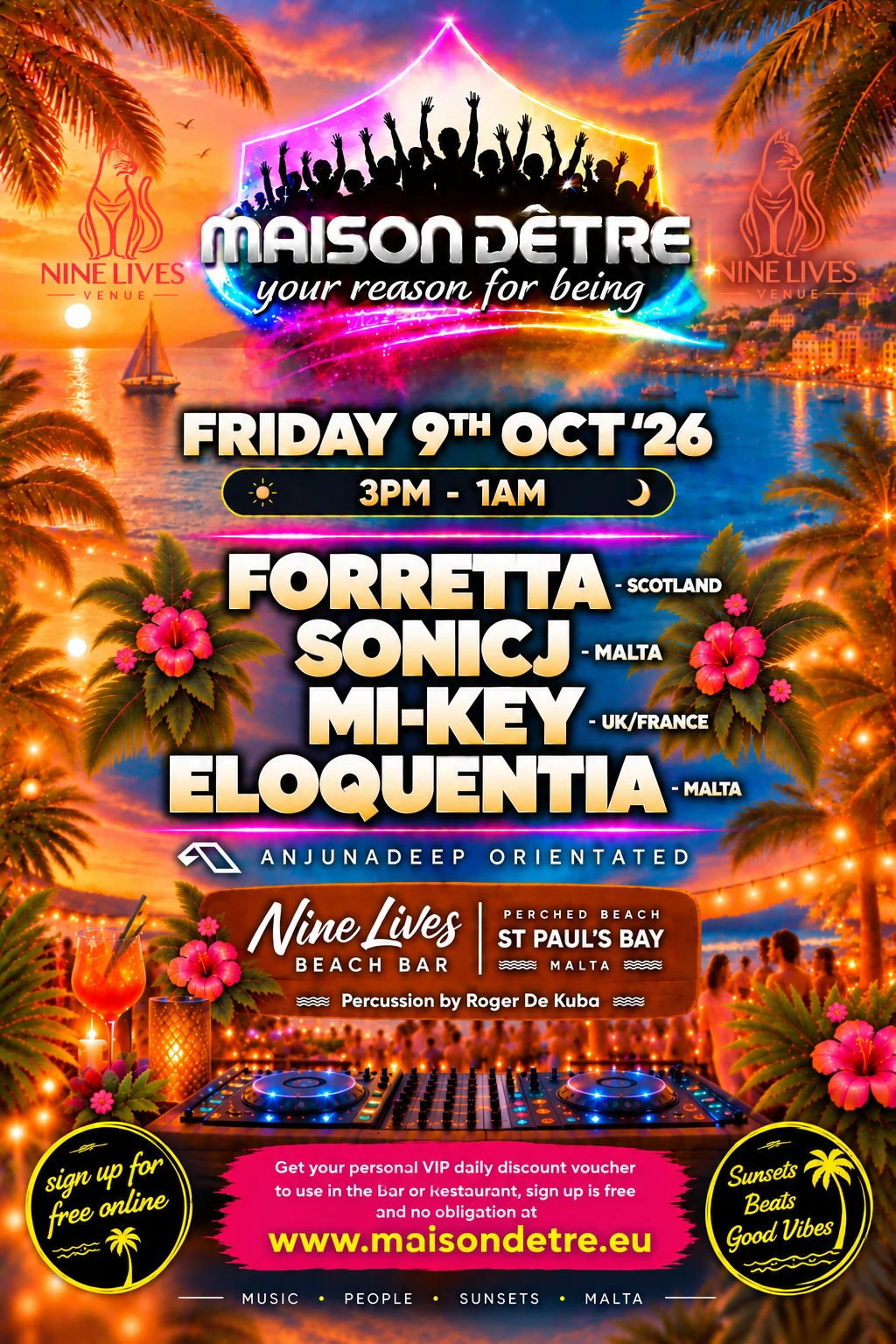 Maison D'etre Malta - Anjunadeep Friday 9th October 3pm