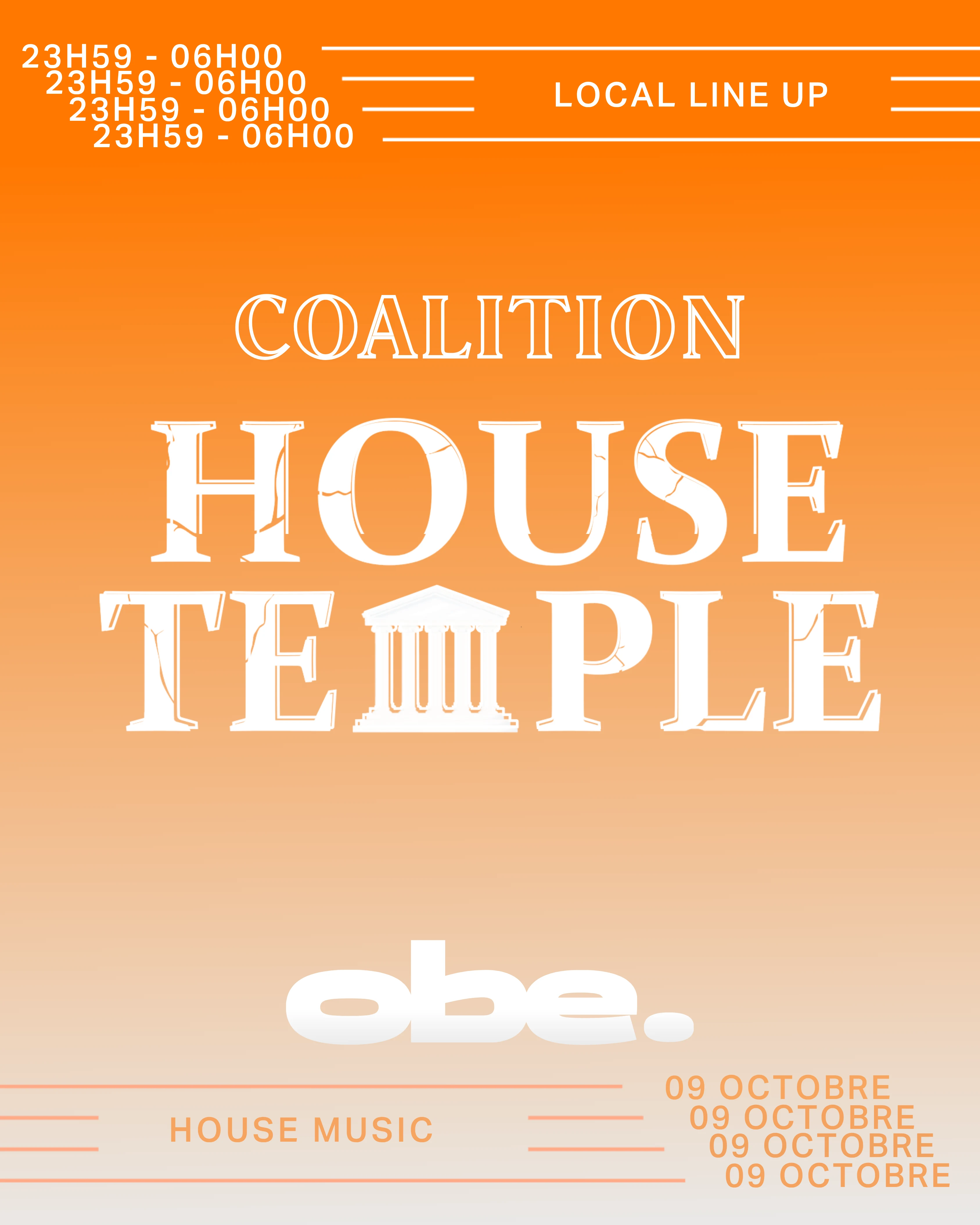 House Temple - Vendredi 09 Octobre - Obe.