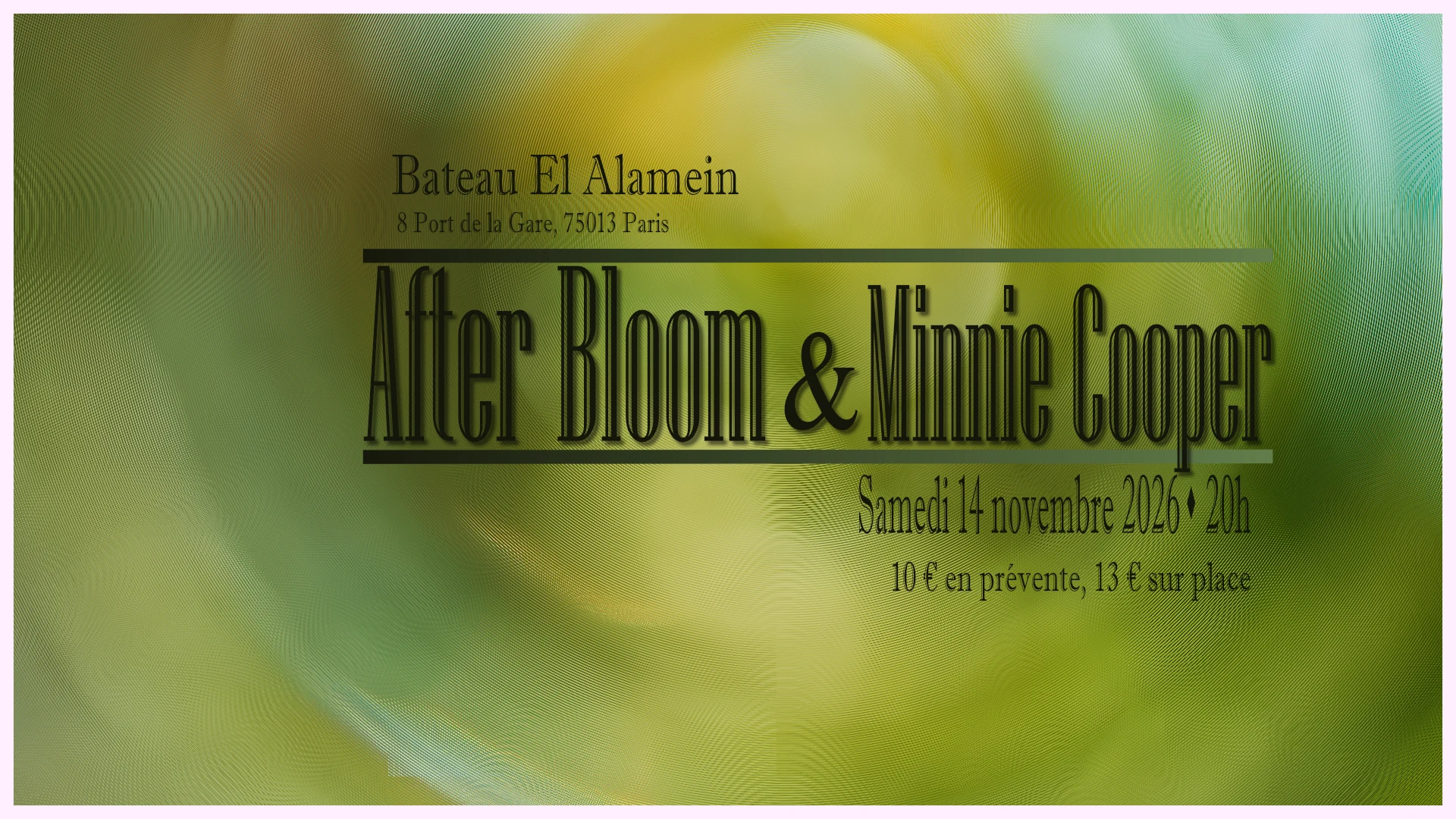 Sam 14/11 -After Bloom + Minnie Cooper