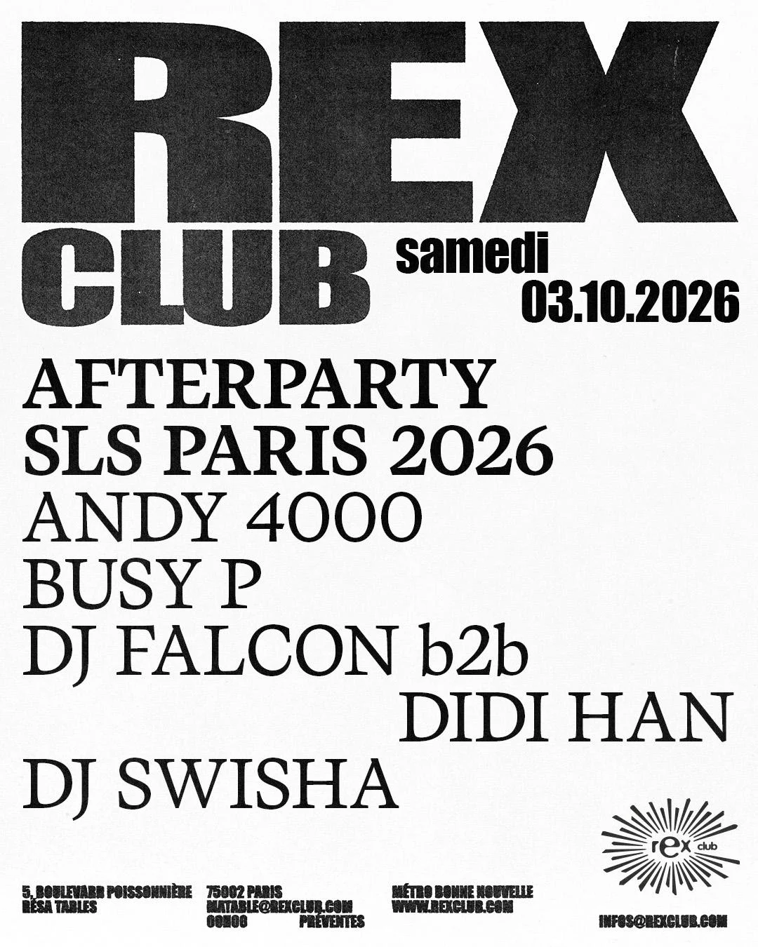 Afterparty Sls Paris 2026: Andy4000, Busy P, Dj Swisha &More