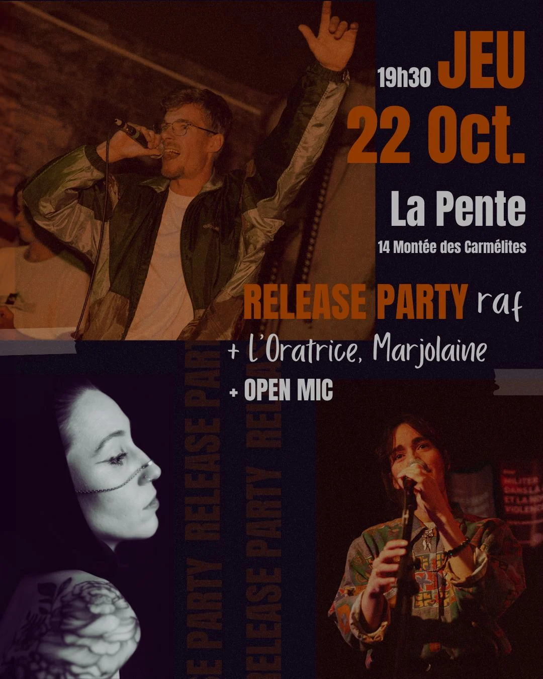 Release Party : Raf, L'oratrice, Marjolaine & Open Mic [Rap]