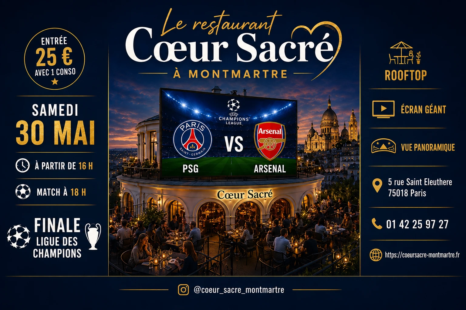 Finale Psg / Arsenal Ecran Retroprojecteur + Tv  Montmartre