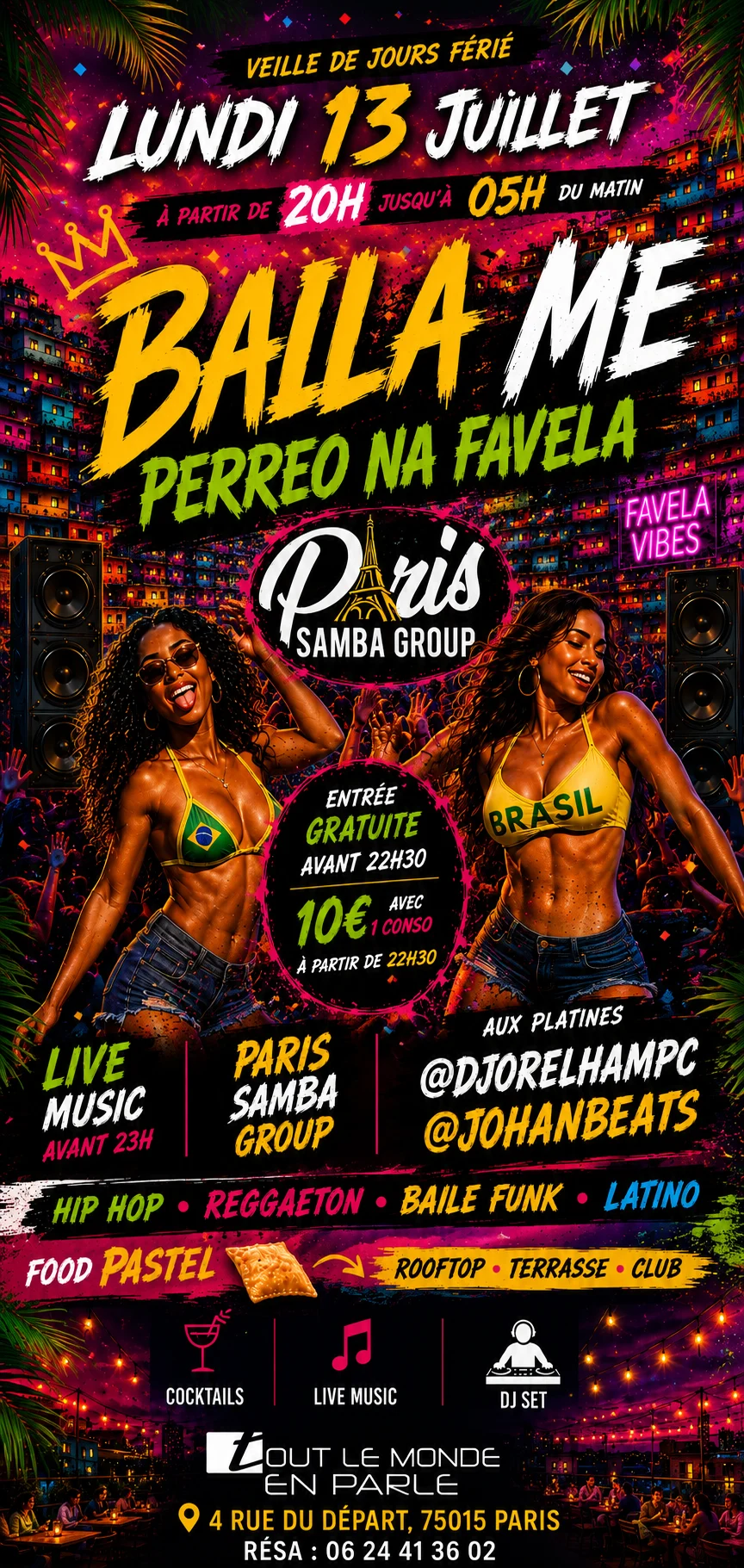 Soiree Bresilienne & Reggaeton Baila Me Open Air