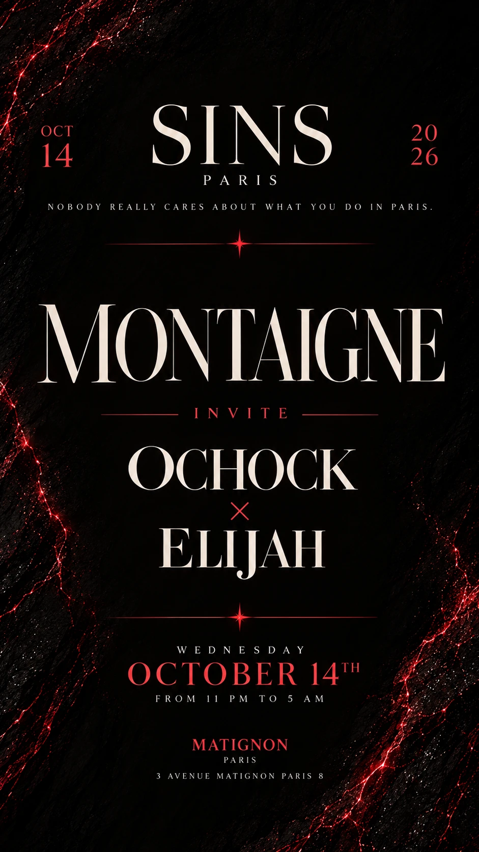 Montaigne Invite Ochock Au Matignon For Sins
