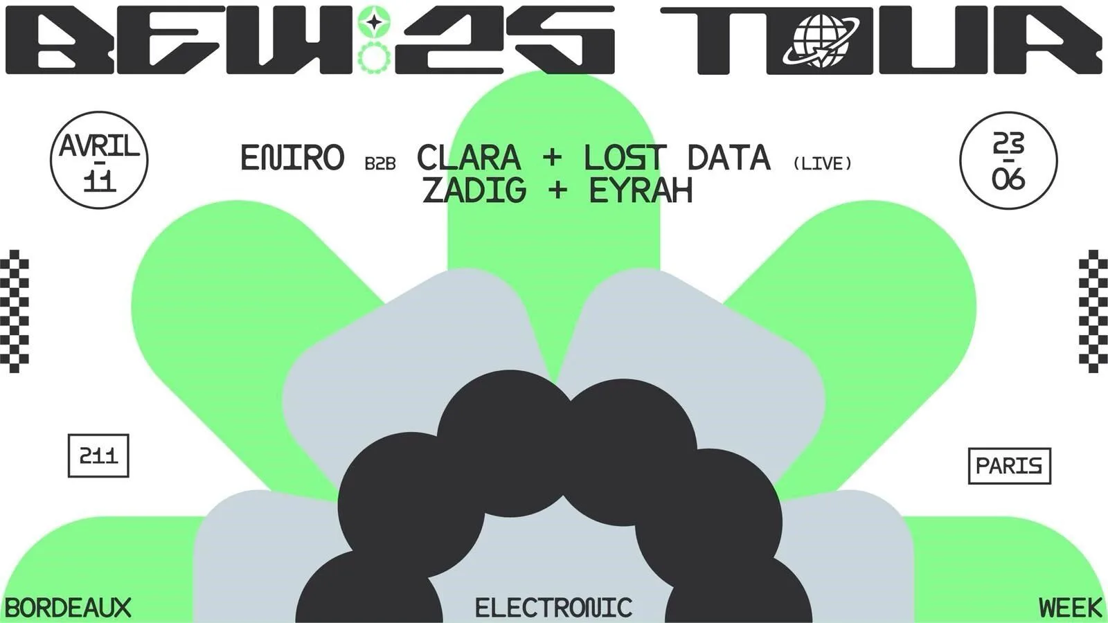 Bew Tour 2025: Zadig, Ey.Rah, Clara, Lost Data (Live), Eniro