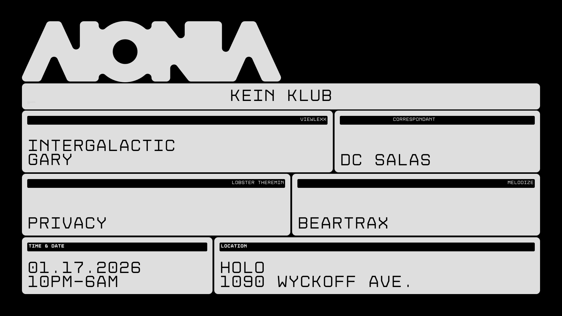 Kein Klub: Intergalactic Gary | Privacy | DC Salas +++