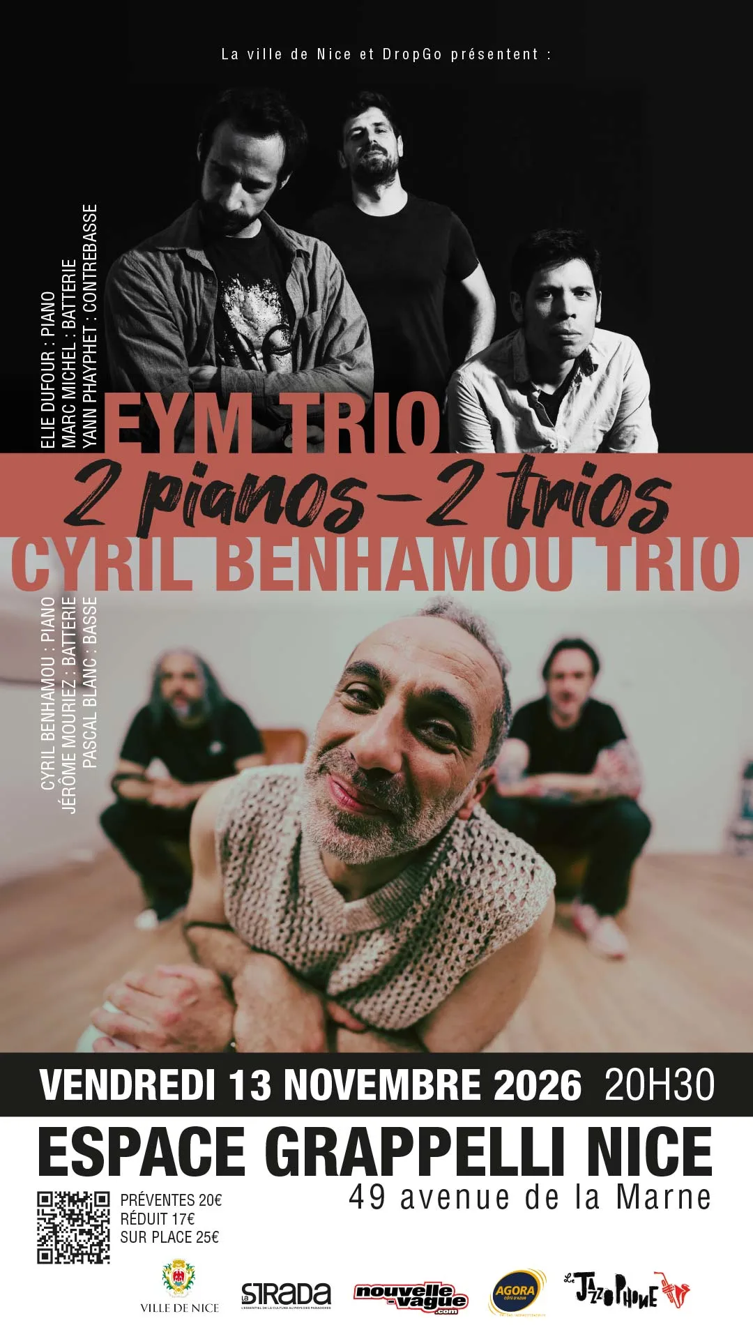 2 Pianos / 2 Trios / Cyril Benhamou Trio × Eym Trio / Nice