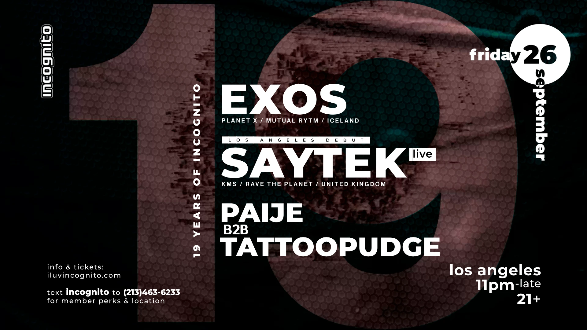 Incognito 19 Years: Exos Plus La Debut Of Saytek -Live-
