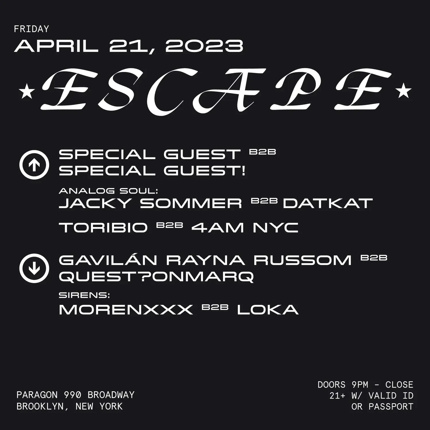 Escape: B2b Night With Analog Soul And Friends