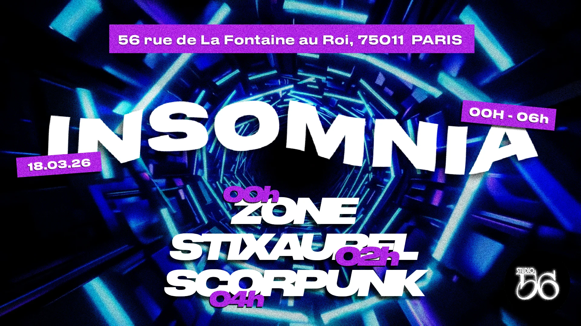 Insomnia W/ Zone, Stix Aurel, Scorpunk
