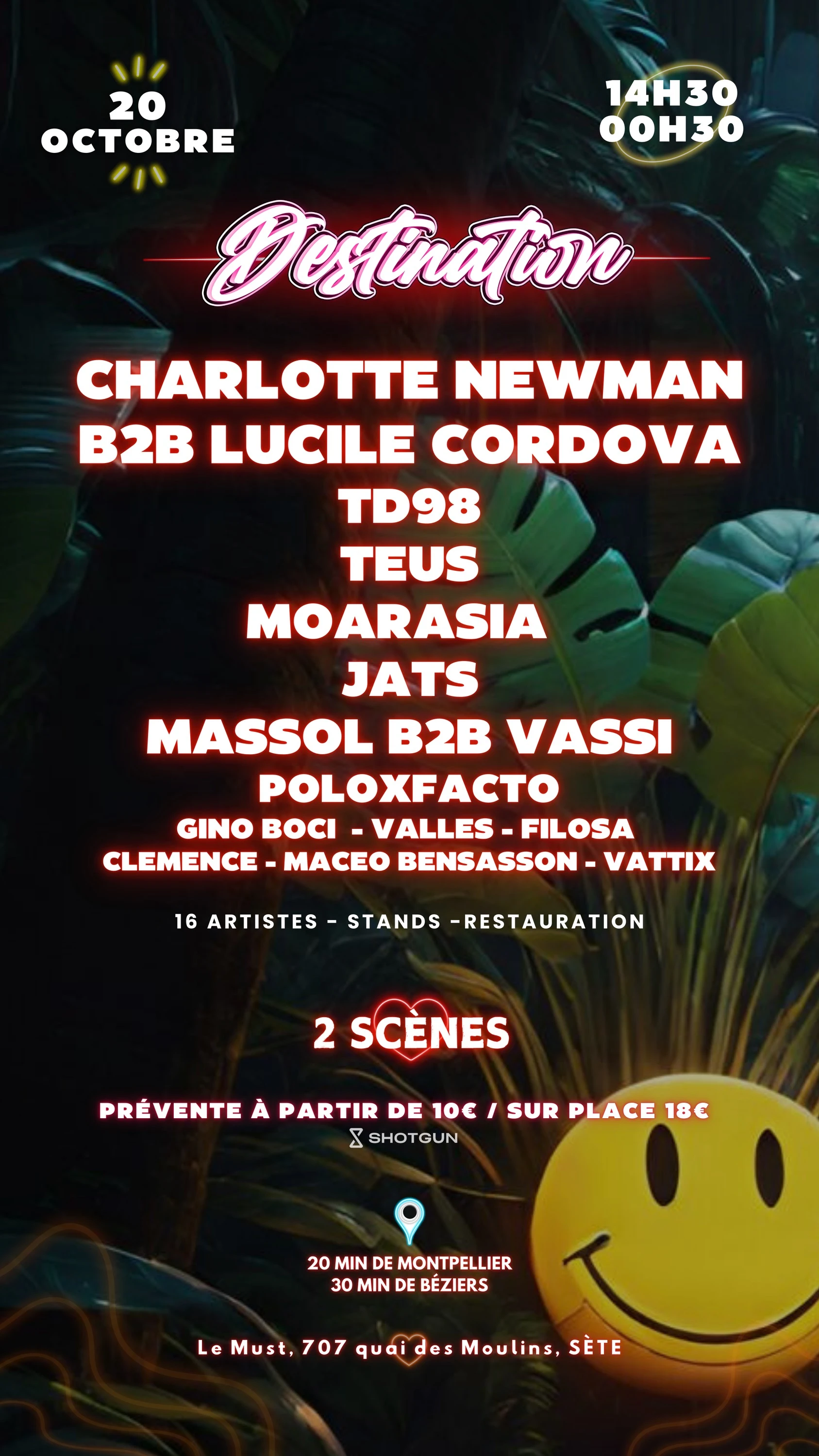 Destination Festival Sète , 2 Scènes , 16 Artistes