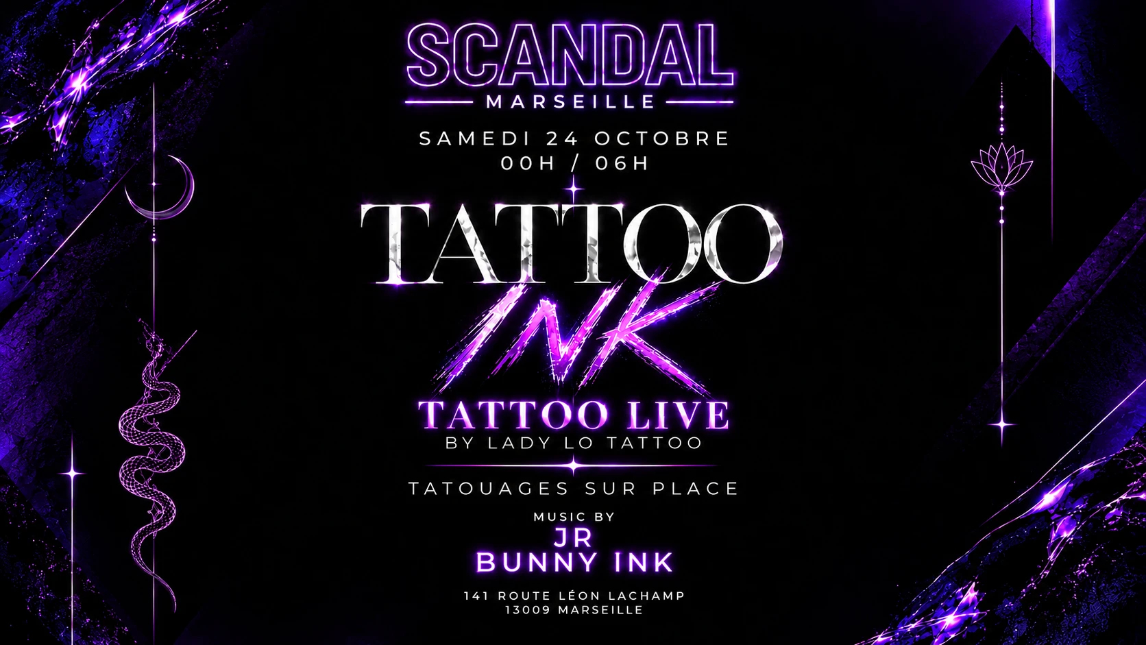 Samedi 24 Octobre - Tatoo Ink - Tatoo Live - Dj Jr / Bunny