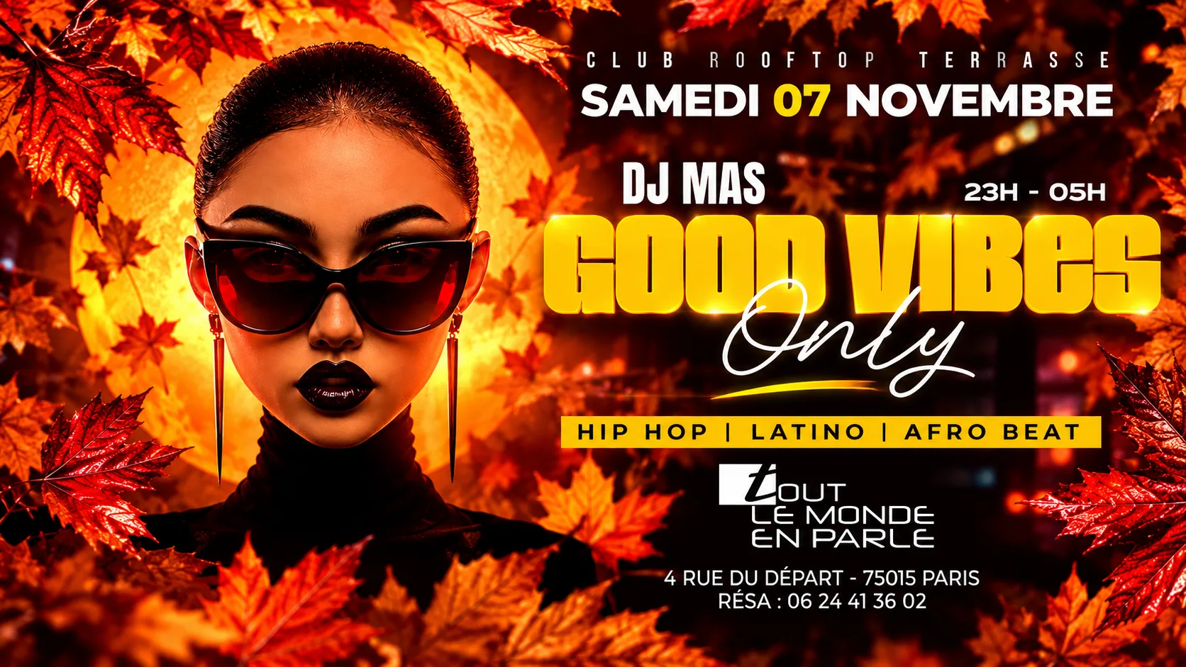 Good Vibes Only Rooftop Club Hiphop Afrobeat, Latino