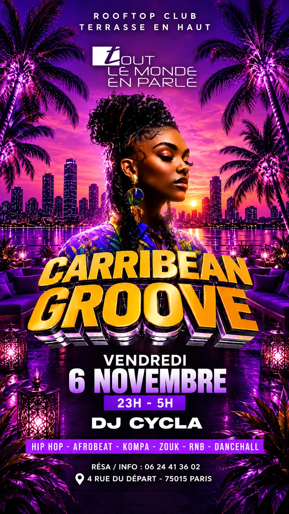Soiree Caribbean Groove ,Club Terrasse Hiphop Afrobeat