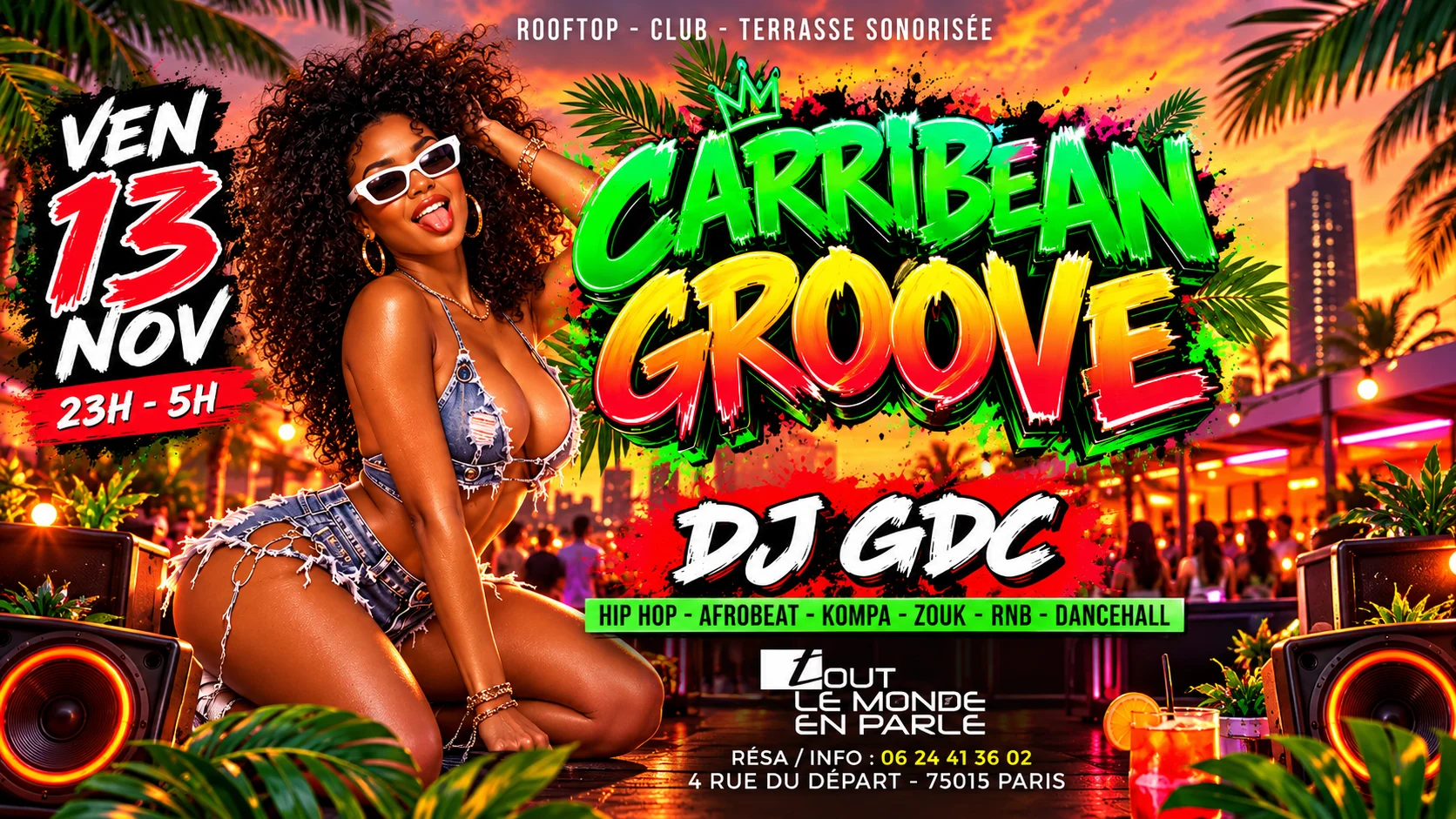 Soiree Caribbean Groove ,Club Terrasse Hiphop Afrobeat