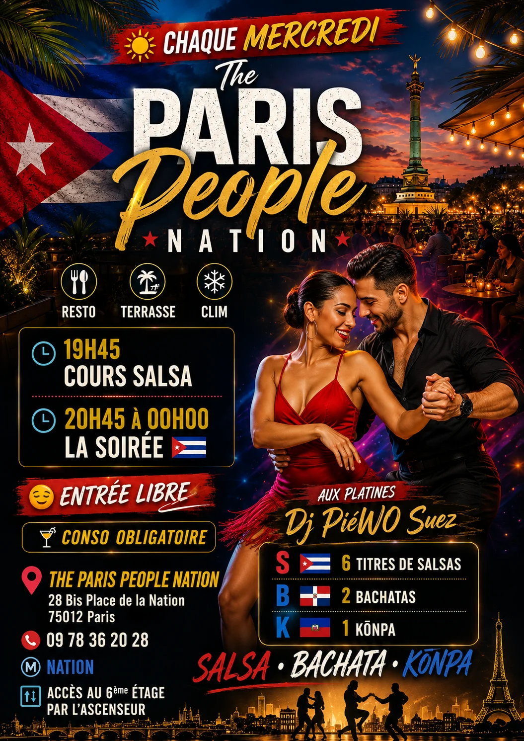 Mercredi / Cours & Soirée Salsa Party En Rooftop